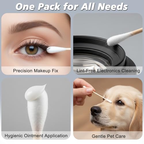 Meanhoo 500 Count Individually Wrapped Cotton Swabs - Travel & Hygiene Pack of 100 (5 Each)
