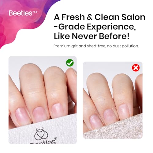 Beetles Pro 120-Pcs Nail File ? Professional 100/180 Grit Double Sided Emery Board Nail Files Washable Shaper Files for Acrylic, Gel & Natural Nails ? Salon Quality Manicure Tool