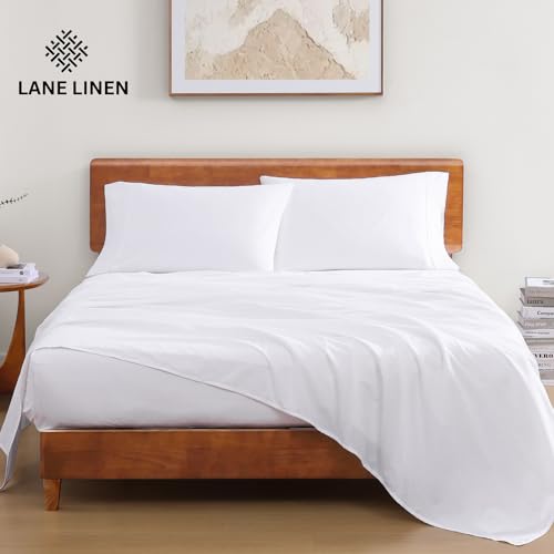 LANE LINEN 100% Organic Cotton Twin XL Sheets Set 3-Piece Pure Percale Bedsheets Bedding Breathable Fits Mattress Upto 15" Deep - Vanilla