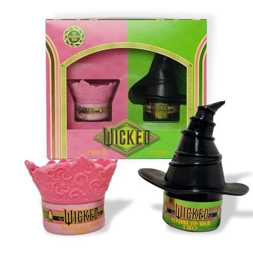 Official Wicked Lip Balm Duo | Two Character Shaped Lip Care Tins | Glinda the Good & Elphaba