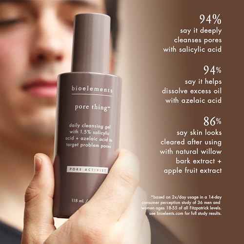 Bioelements Pore Thing - 4 fl oz - Daily Cleansing Gel with 1.5% Salicylic Acid + Azelaic Acid to Target Problem Pores - Vegan, Gluten Free - Never Tested on Animals