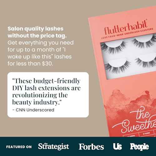 Sweetheart Doll-Eyed Lash Clusters for Women, Salon Quality At Home Eyelashes Extension Kit, 6 Lash Sets, No Lash Glue Included