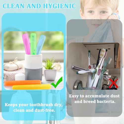 SIKEMAY 150 PCS Travel Toothbrush Holder Bulk, Toothbrush Travel Case Cover, Portable Plastic Dust Proof Breathable, Toothbrush Holder for Travel Bathroom Indoor Outdoor Travel Trip Camping School