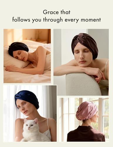LilySilk Mulberry Silk Sleep Bonnet with Knot Bow