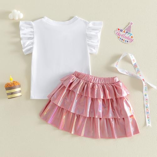 Toddler Girl Birthday Outfit with Embroidered Shirt & Ruffle Skirt