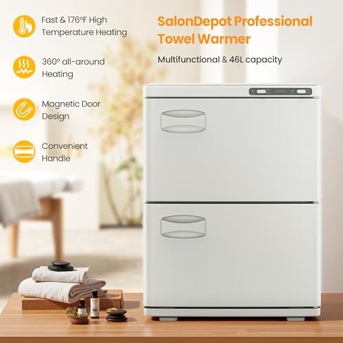 SalonDepot 46L Hot Towel Warmer with Double Cabinets