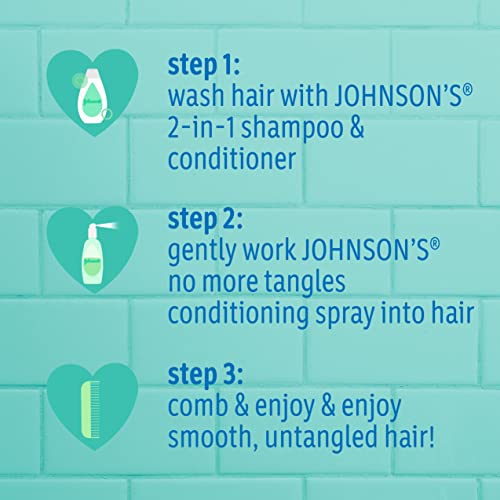 Johnson's Baby No More Tangles 2-in-1 Detangling Hair Shampoo & Conditioner for Kids & Toddlers, Gentle & Tear-Free, Hypoallergenic & Free of Parabens, Phthalates, Sulfates & Dyes, 20.3 fl. oz