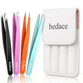 BEDACE Precision Tweezers Set - Stainless Steel Slant, Pointed, Flat, Hook