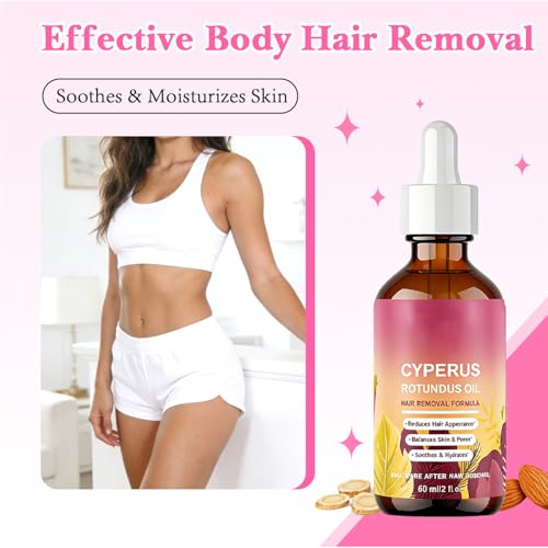 Cyperus Rotundus Hair Removal Oil - Natural Hair Growth Inhibitor | Skin Moisturizing Oil for All Skin Types | 60ml Hair Removal Treatment