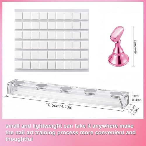 Pink Acrylic Nail Art Display Stands Set with Magnetic Tips & Reusable Adhesive Putty