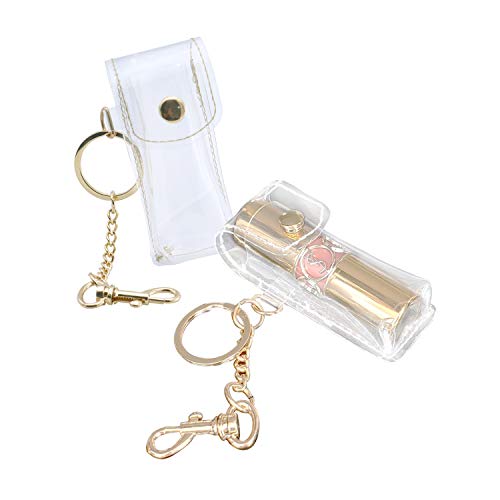 Patty Both Fashion Clear Lipstick Keychain Holder Lipstick Case Holder Lip Balm Holder with Key Chain, Portable