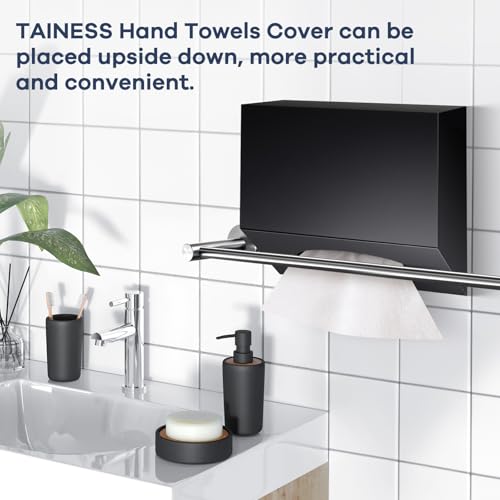 TAINESS Black Acrylic Hand Towel Box Cover for Kleenex – Wall-Mountable, Magnetic Bottom