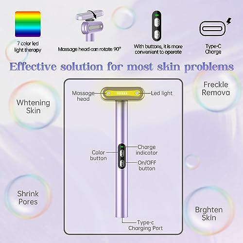 7-Color LED Red Light Therapy Wand for Face & Neck