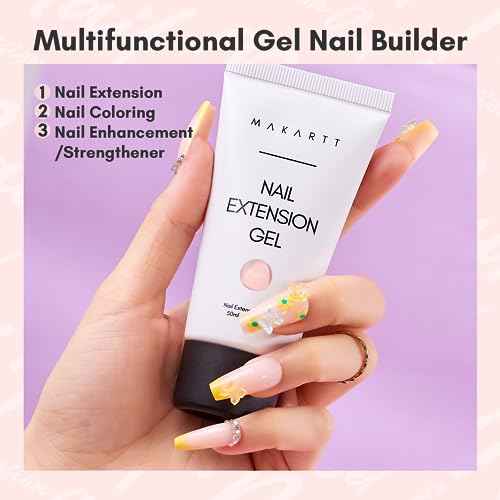 Makartt Poly Nail Gel 50ML Gel Builder for Nails,Light Nude Pink, Gel Nail Extension,Nail Strengthener Hard Gel Color Gel Multifunctional Long-Lasting and Easy to Use for DIY Salon Quality-Peach