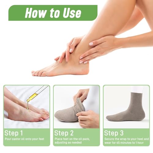 Paw Legend Reusable Castor Oil Pack Wraps for Feet - 2 Pack, Khaki