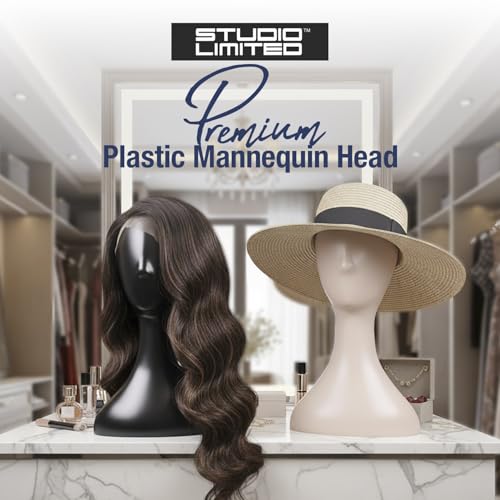 16 Inch Plastic Mannequin Head Wig Stand - Black Display Holder