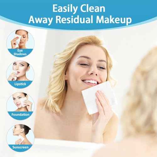 HOMEXCEL Face Towels, 200 Count (4 Box) Disposable Face Towelettes, Biodegradable Makeup Remover Dry Wipes, Super Soft Clean Facial Towels Wash Cloth for Sensitive Skin