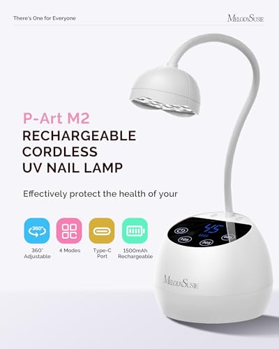 MelodySusie P-ArtM2 Gooseneck Cordless UV Nail Lamp - Fast Curing