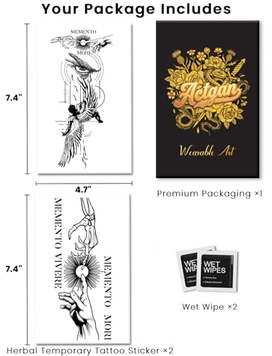 Semi Permanent Tattoo Sheets Gothic Memento Mori 1-2 Weeks