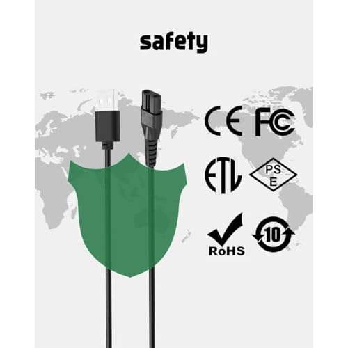 uijino Bikini Trimmer Charger Compatible with AREYZIN Bikini Trimmer BG200 BG210 BG220 BG250 BG200WH, 3.3ft Power Cord
