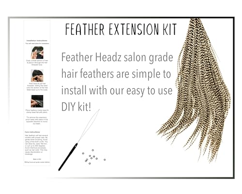 Feather Headz 50 Real Rooster Hair Feathers 9-14 Inch Color Hair Extensions DIY Kit