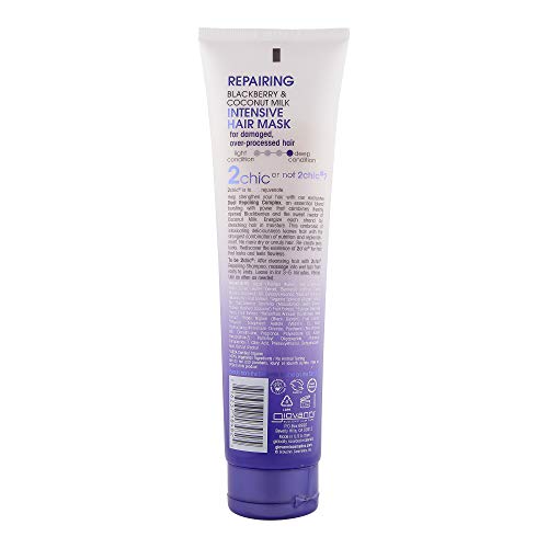 GIOVANNI 2chic Ultra-Repairing Hair Mask - Blackberry & Coconut Oil for Dry, Damaged & Processed Hair, Argan, Jojoba, Shea Butter & Keratin, Lauryl & Laureth Sulfate Free, Color Safe - 5 oz