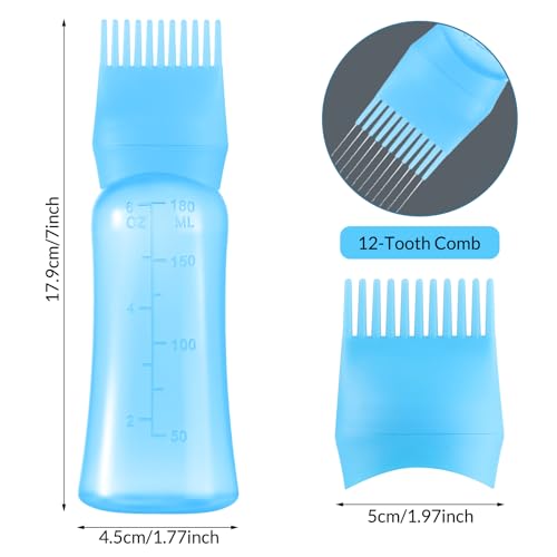 Hair Oil Applicator Bottle 6 OZ with Comb, 2 Pack