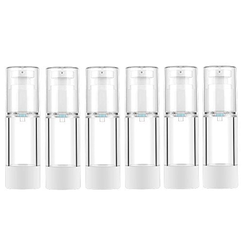 30ml Airless Pump Bottles, Clear Travel Size Cosmetic Dispenser (Pack of 6)