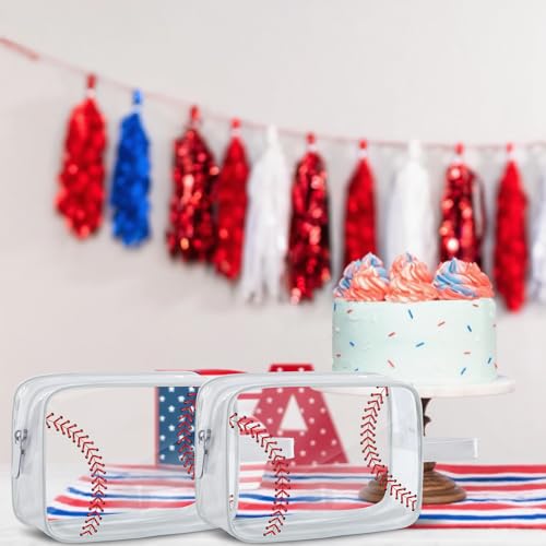 16PCS Baseball Cosmetic Bag - Waterproof Baseball Clear PVC Travel Bag,Baseball Gift Accessories Bags Goodie Snack Makeup Bag,Toiletry Zipper Pouch Organizer,Baseball Team Gifts for Girls Team Player