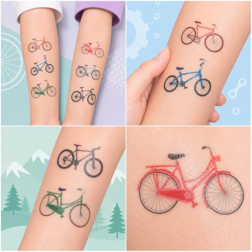 96 Bike Temporary Tattoos - Bicycle Stickers for Kids & Adults