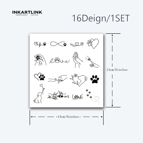 INKARTLINK Temporary Tattoos - 16 Designs, 1-2 Week Wear