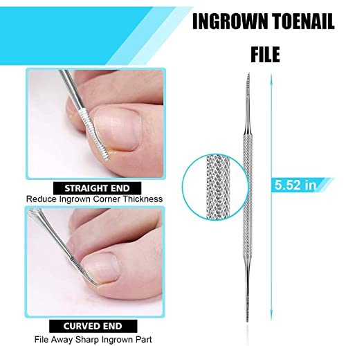 Ingrown Toenail Tool Kit (9PCS), Professional Toe Nail Clipper Set for Ingrown & Thick Nail, Stainless Steel Ingrown Toenail Kit, Surgery Grade Manicure Pedicure Tool by Dualeco