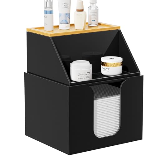 2-Tier Acrylic Face Towel Holder with Bamboo Lid