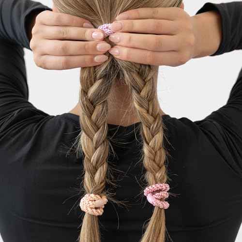 Blue & Pink Hair Ties for Thick Hair, Grab & Go Ponytail Holders, 8 Pack, Tutu, Thick No-Crease Bands with Strong Hold, Damage-Free Design, Soft Ballet-Inspired Mix | L. Erickson