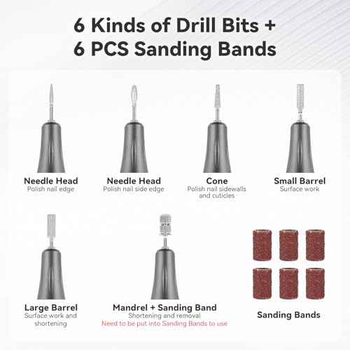 SG705 Mobile Drill Professional Acrylic Nail Tools Set - Complete Kit for Nail Art, Sculpting, and DIY Manicure High-Quality Nail Brushes, Files, Tips, and Accessories - Ideal for Salon or Home Use