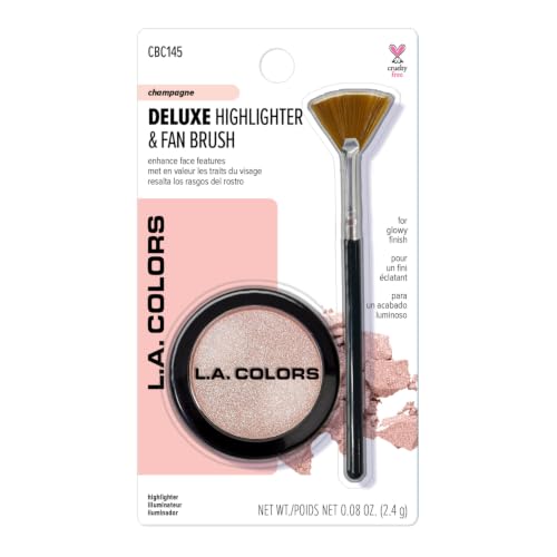 Highlighter & Deluxe Brush Set - Champagne Glow, Long-Lasting & Buildable