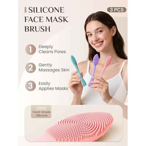 Rena Chris 3 Pcs Silicone Face Scrubber, 3 in 1 Face Mask Applicator & Facial Cleansing Brush, Pore Brush for Exfoliating, Blackhead, Skincare Applicator Tools