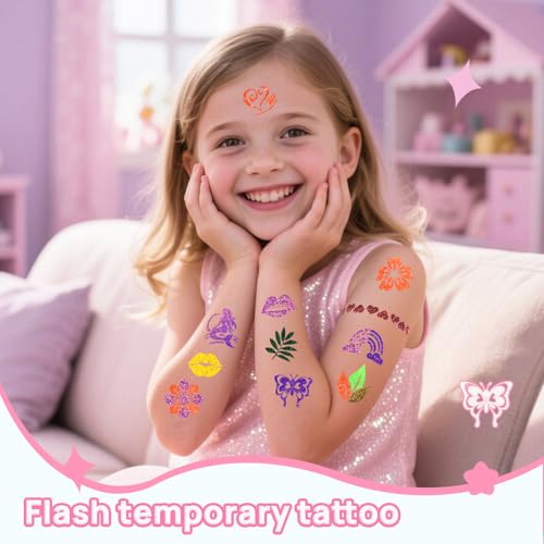 Glitter Tattoo Kit for Kids - 68 Designs with 12 Colors