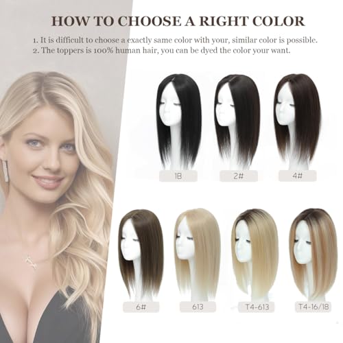 Aimeolyn Human Hair Topper 16" Large Base for Thinning Hair