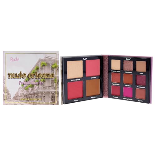 Nude York Face & Eye Palette ? 9 Eyeshadows, 4 Face Shades for Blush, Bronzer & Highlighter | All-in-One Natural Glam Palette | Vegan, Cruelty-Free, Paraben-Free Makeup