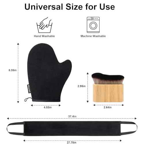 3 in 1 Self Tanning Mitts Self Tanner Mitt Applicator Kit - Tanning Glove for Self Tan Mitt, Tanning Brush for Self Tan Brush Back Tanning Applicator Kabuki Body Brush Self Tanner Back Applicator