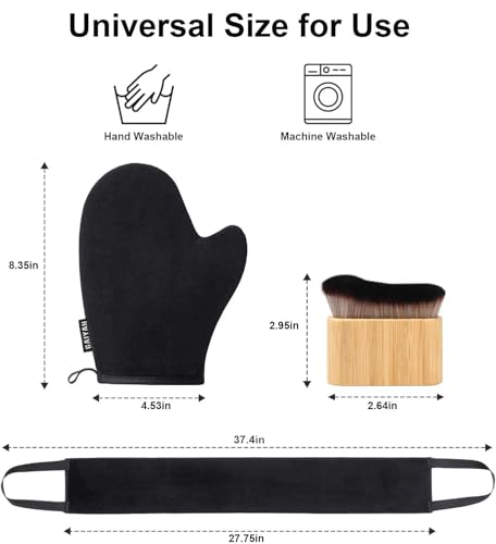 3-in-1 Self Tanning Mitt Set with Back Applicator & Brush
