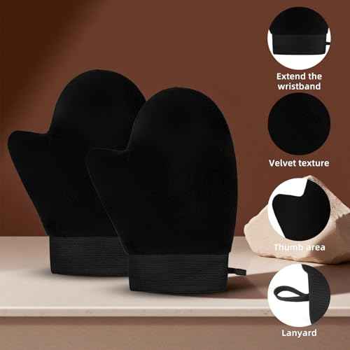 2 Pack Self Tanning Mitt - Elastic Wrist Tanning Gloves Prevents Staining, Tanning Mitt Applicator for Tanning Mousse or Lotion