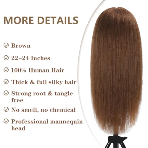 Opini Mannequin Head 100% Human Hair 22-24" Brown