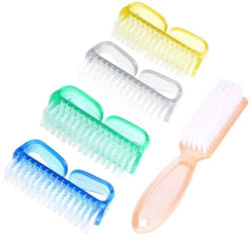 5PCS Handle Grip Nail Brush, Hand Fingernail Scrub Cleaning Brushes for Toes and Nails Cleaner, Pedicure Scrubbing tool kit for Men and Women (Multicolor)