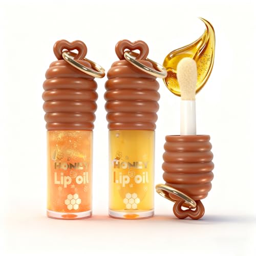 Honey Hydrating Lip Oil Keychain with Vitamin E, 2-Pack