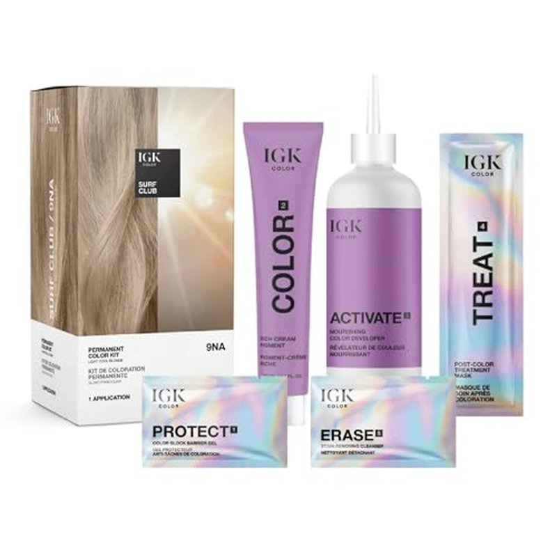 IGK Permanent Hair Color Kit - 9NA Surf Club, Light Cool Blonde