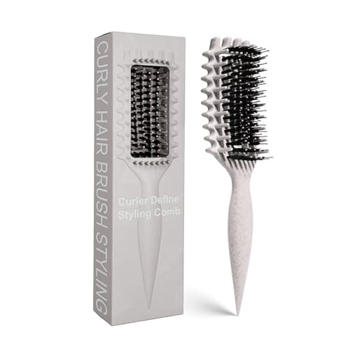 MMBVSZ Curly Hair Brush for Detangling & Defining Curls - Beige