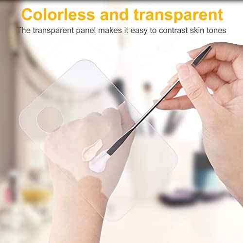 Acrylic Cosmetic Makeup Palette, Makeup Mixing Tray with Makeup Spatula Metal Mirror for Beauty Salon Color Cream Liquid Foundation Mixing Palette (2 Pcs Transparent palettes)
