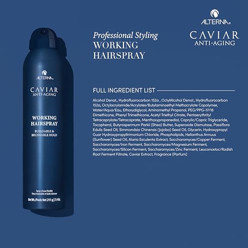 Alterna CAVIAR Anti-Aging Working Hairspray | Buildable, Brushable Hold | Helps Control Frizz & Adds Shine | Sulfate Free